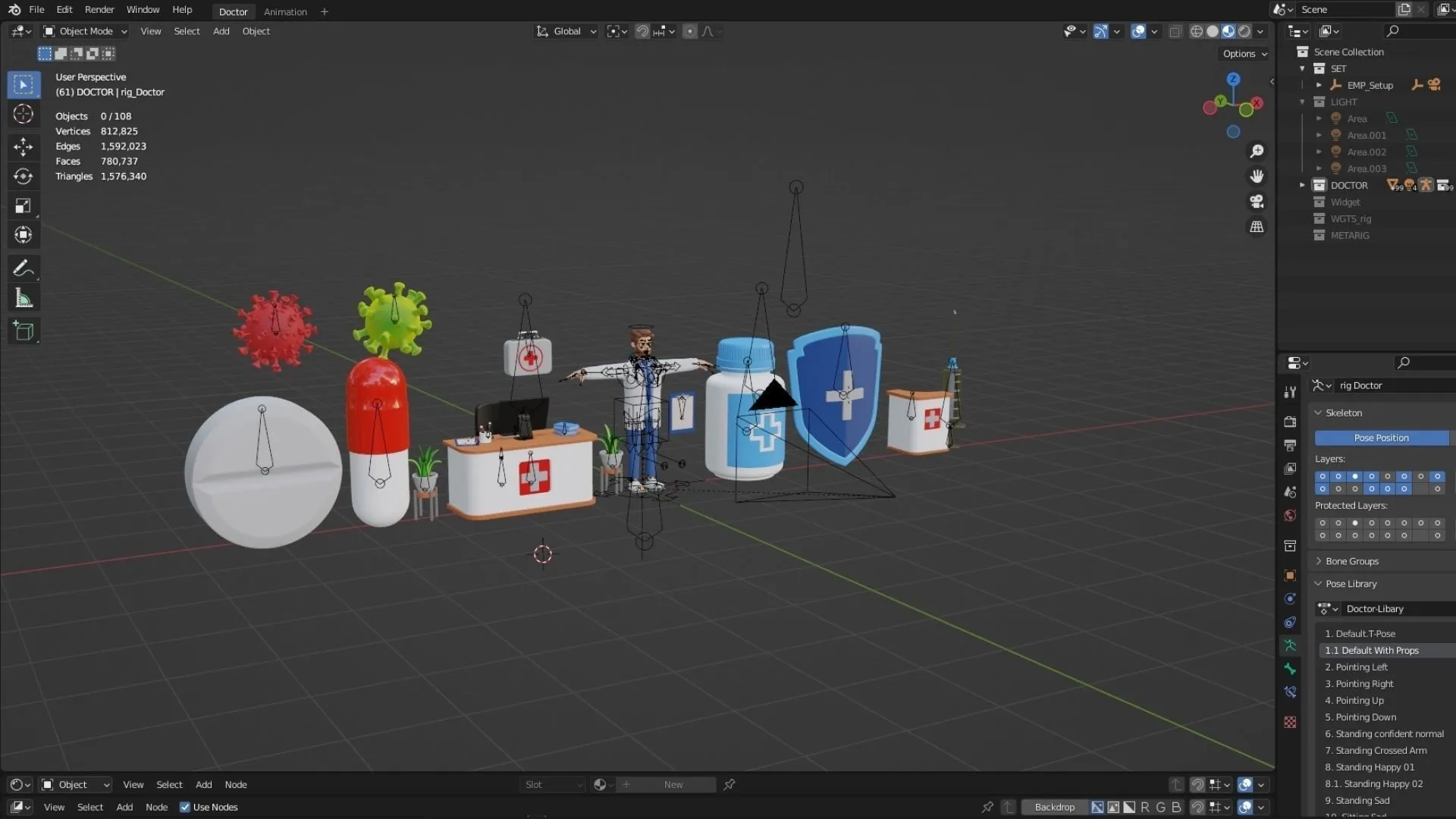 Doctor Cartoon Male Character high quality 3D model details showcase